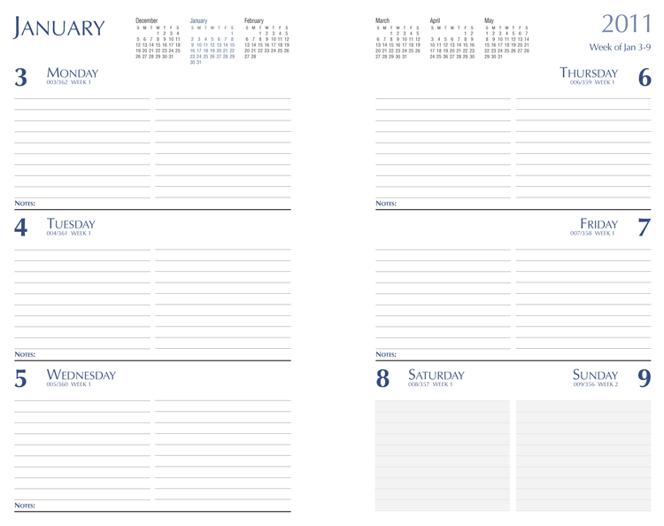 Mini Weekly Planner Refill