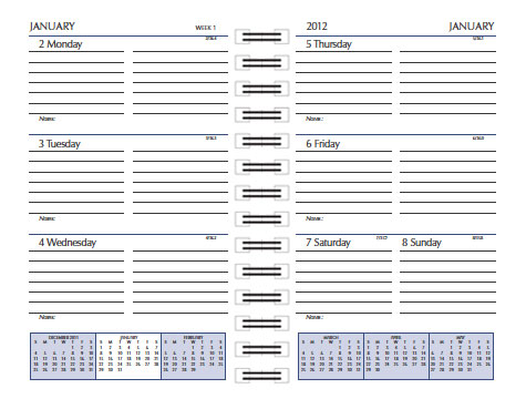 Mini Weekly Planner Refill