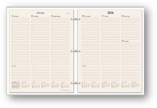 letter size three hole planner refill